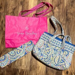 Vera Bradley Retired Blue and Pink Paisley Shoulder Bag never used